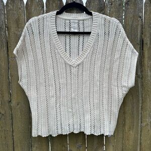 Joie V-Neck Sleeveless Sweater Dolman Sleeve Sz M